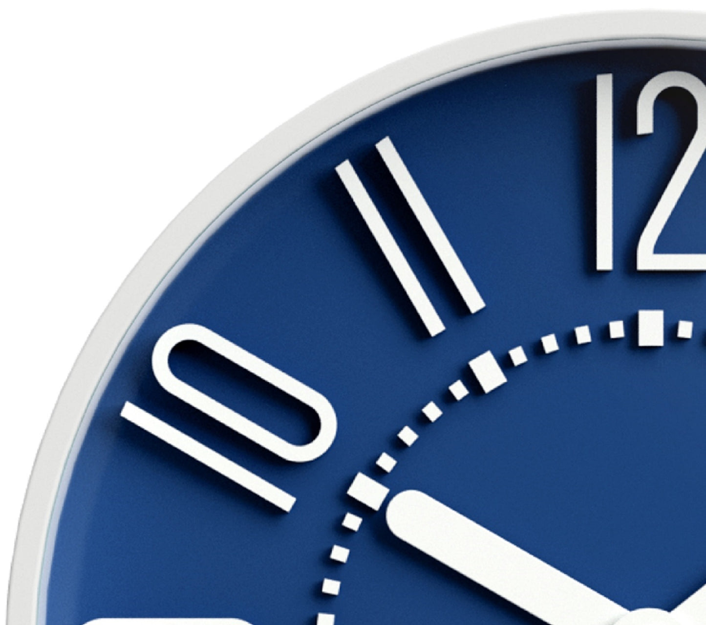 Westclox 10" Raised Numbers Wall Clock, Blue Dial, White Finish, Metal Hands, Glass Lens