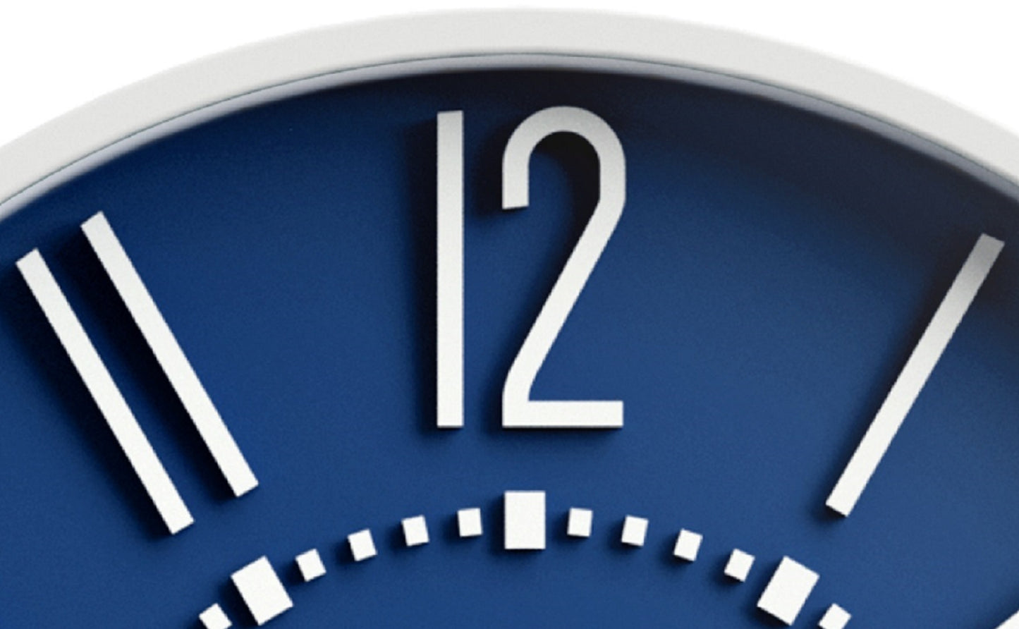 Westclox 10" Raised Numbers Wall Clock, Blue Dial, White Finish, Metal Hands, Glass Lens