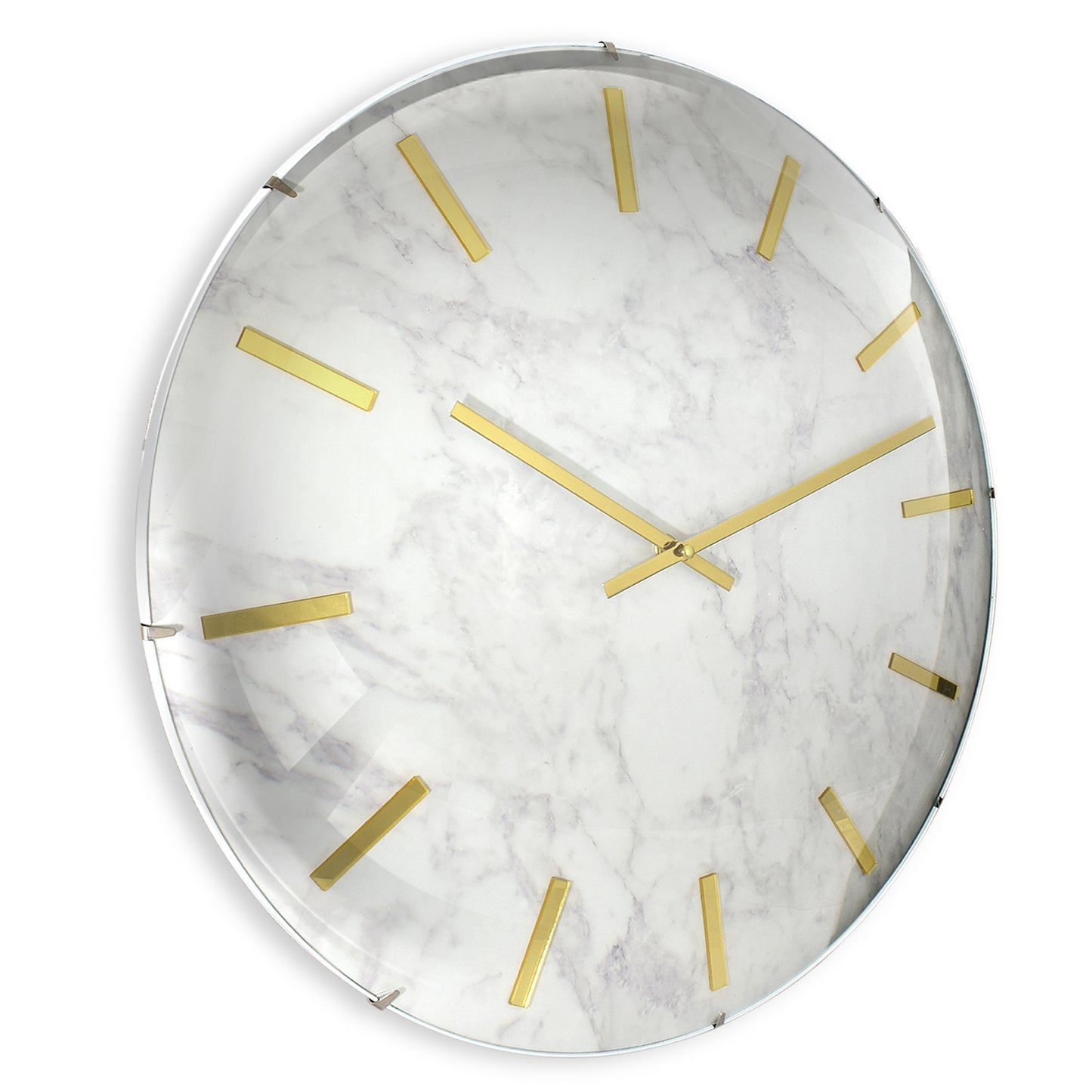 Westclox 18.5" Frameless White Marble Wall Clock – Gold Accents Dome Glass