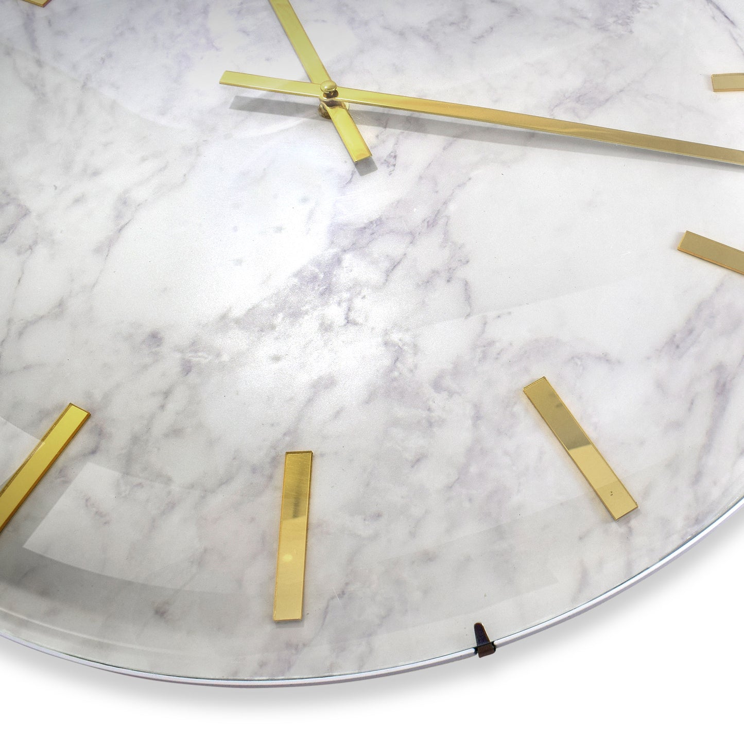 Westclox 18.5" Frameless White Marble Wall Clock – Gold Accents Dome Glass