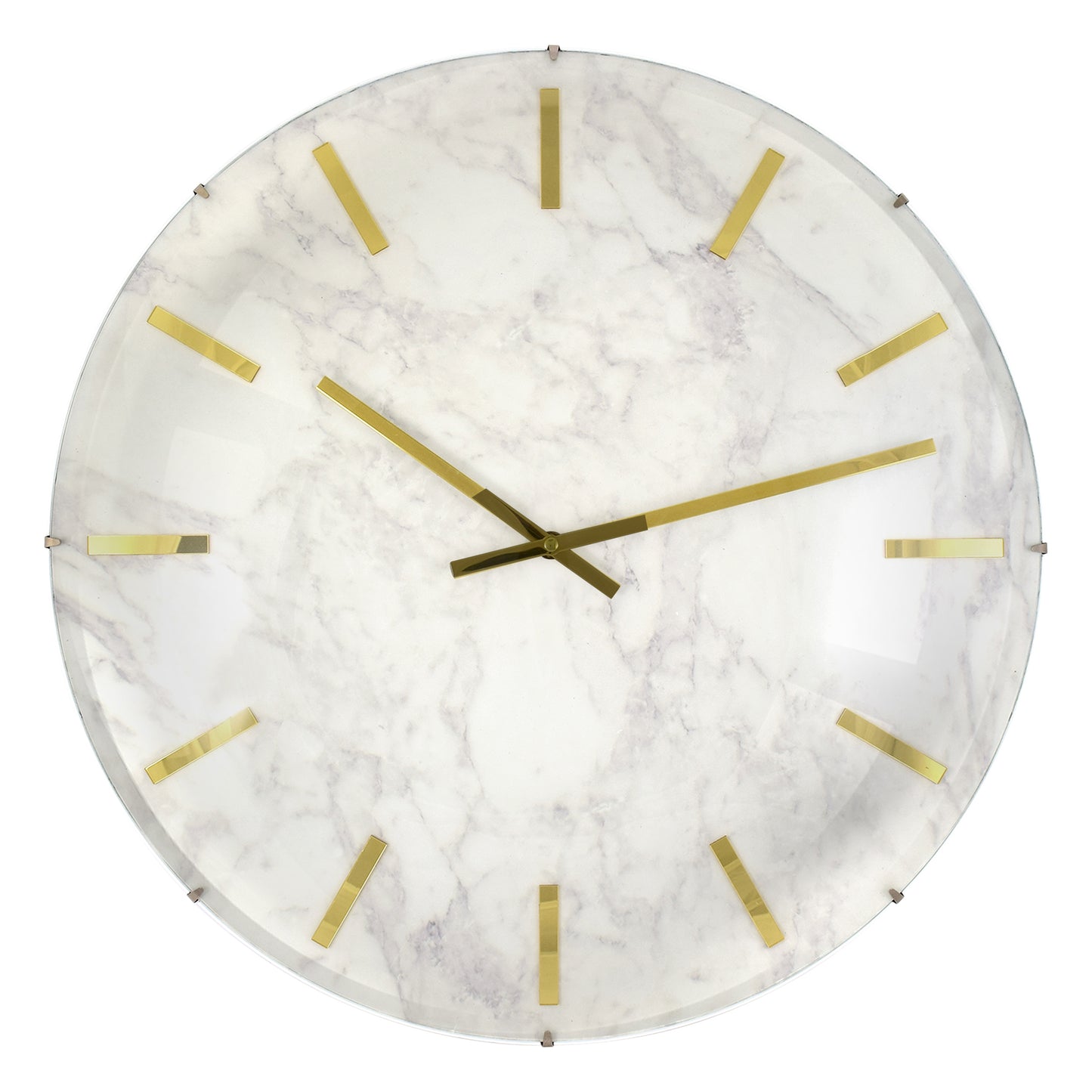 Westclox 18.5" Frameless White Marble Wall Clock – Gold Accents Dome Glass