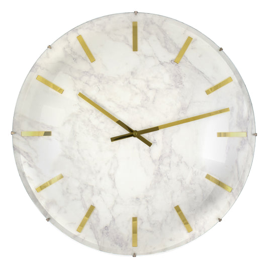 Westclox 18.5" Frameless White Marble Wall Clock – Gold Accents Dome Glass
