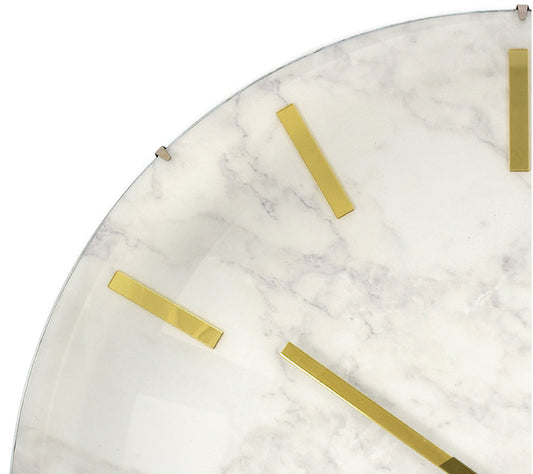 Westclox 18.5" Frameless White Marble Wall Clock – Gold Accents Dome Glass
