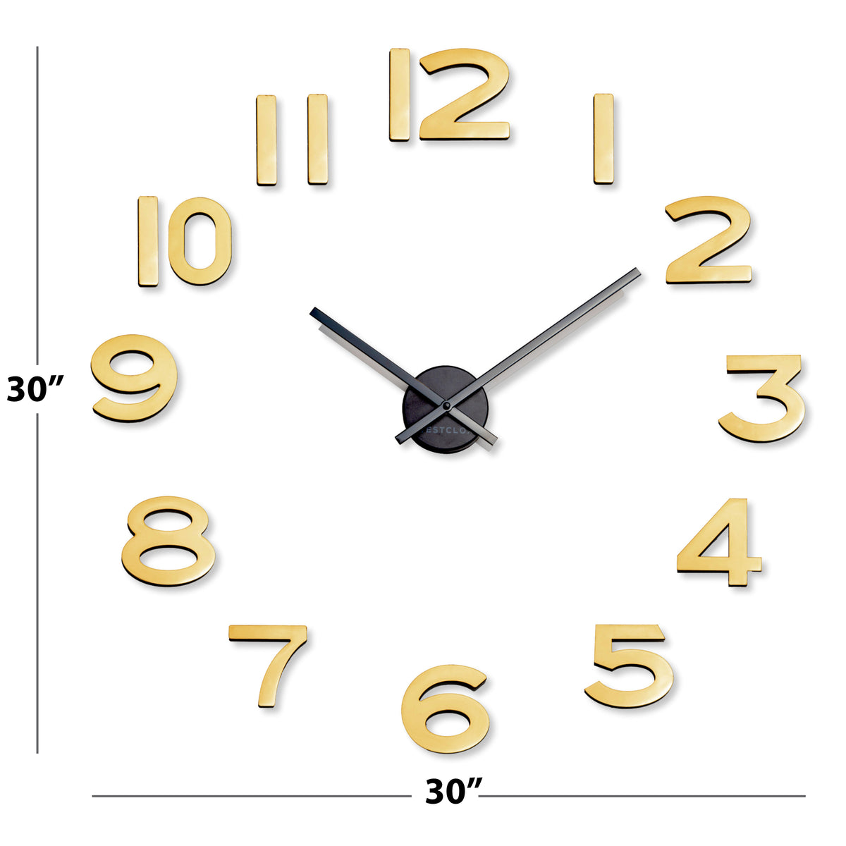 Westclox 30" Floating Numbers Wall Clock – Brass Finish DIY Wall Clock