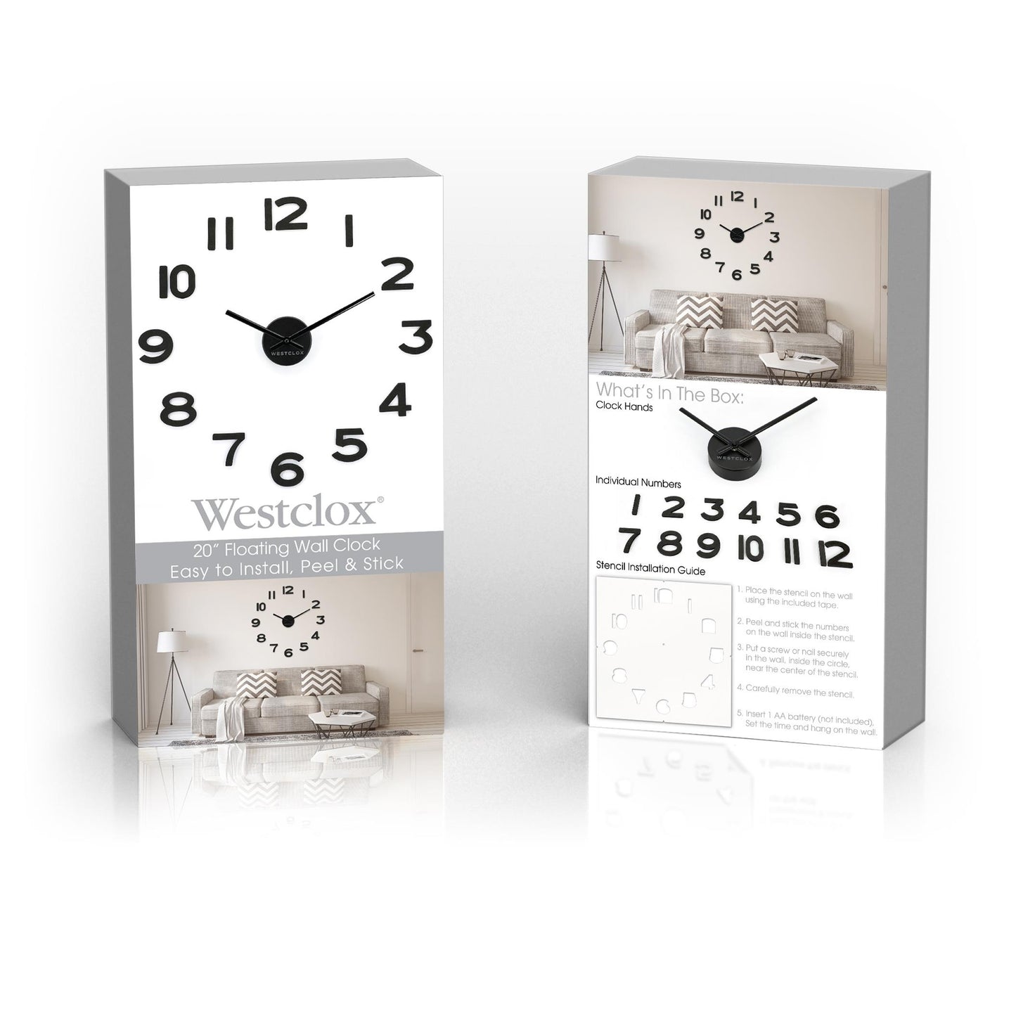 Westclox 20" Floating Numbers Wall Clock