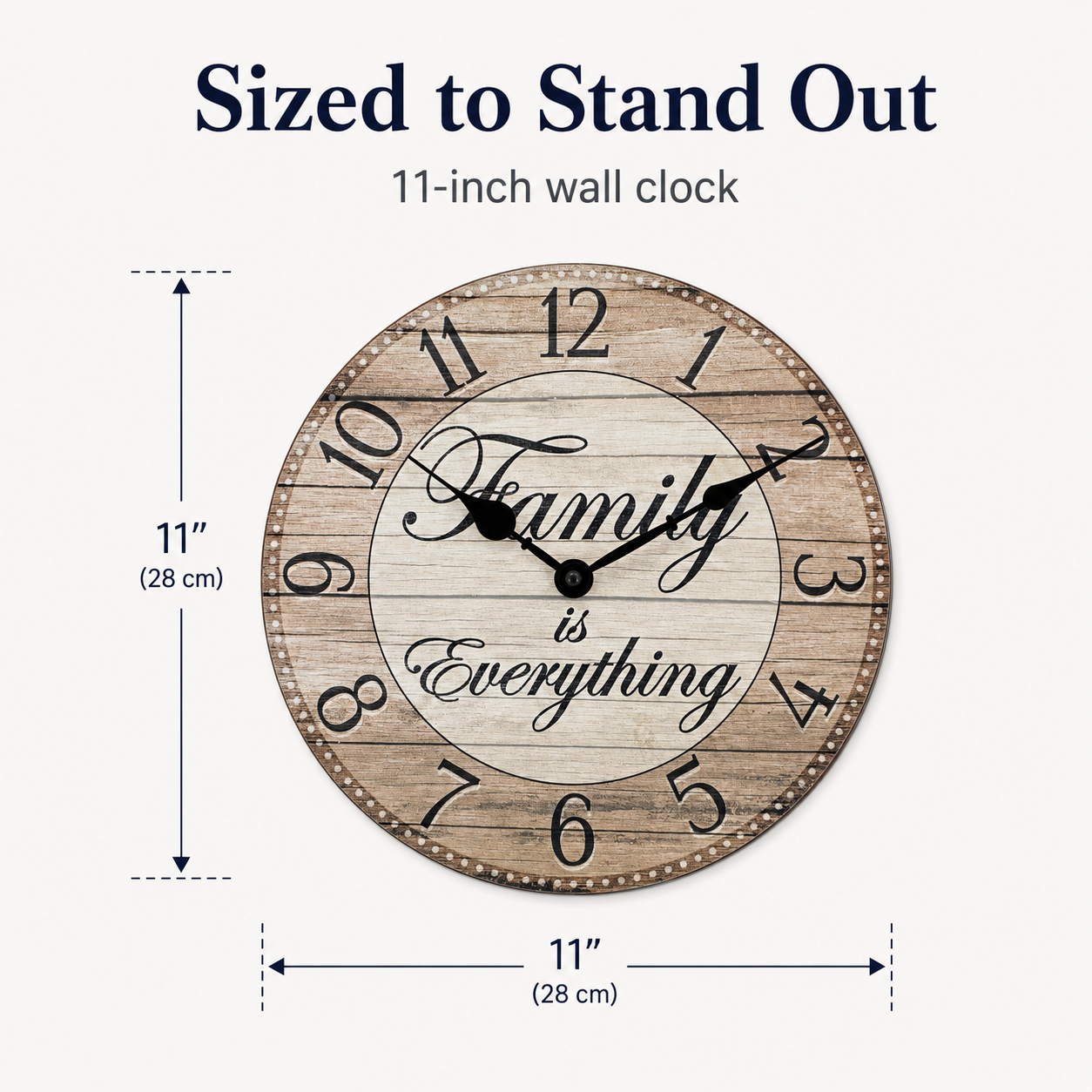 Westclox 11" Inspirational Wall Clock, Family Dial, Woodgrain MDF, Metal Hands