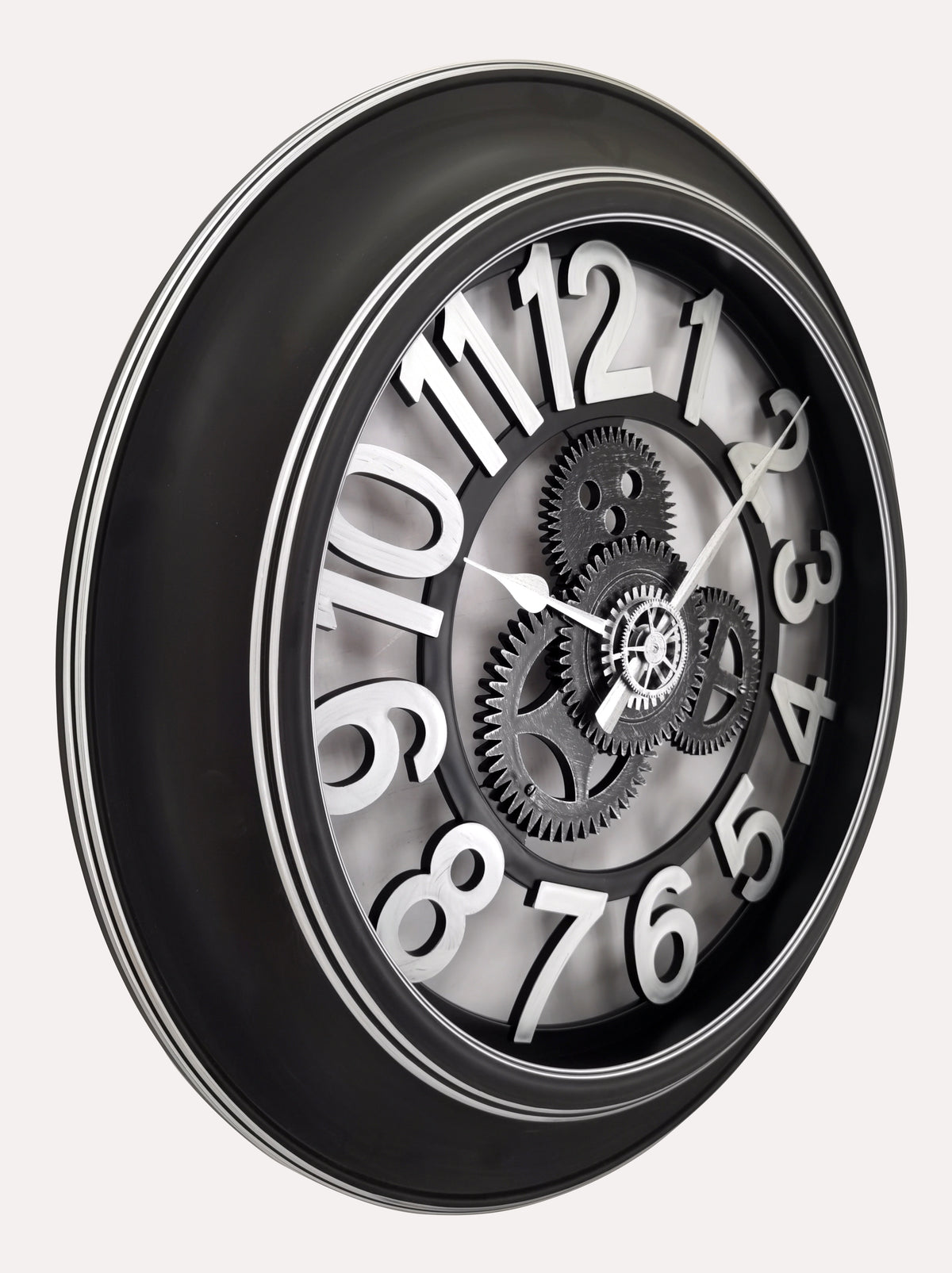 Westclox 24" Open Gears Wall Clock – Black with Silver Accents