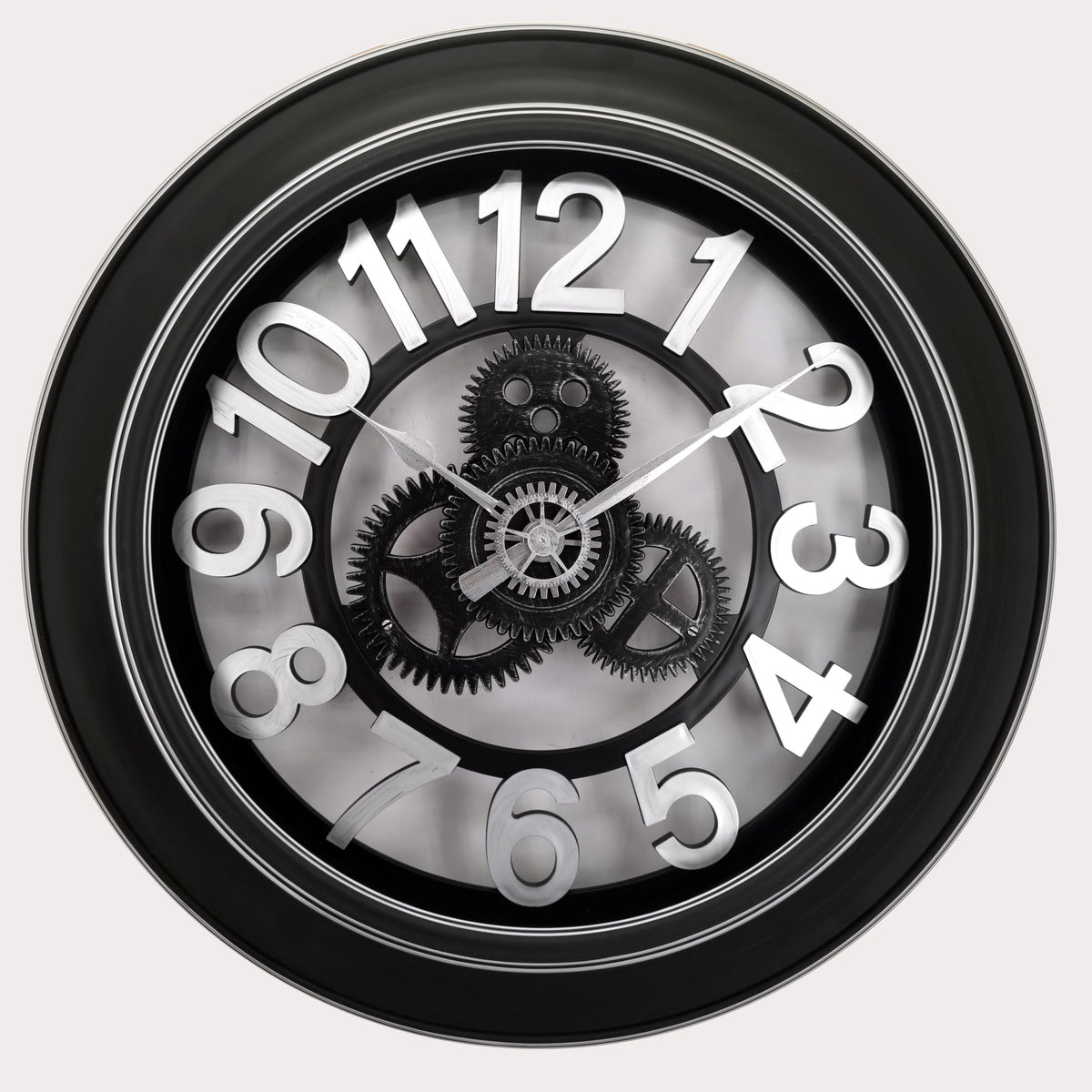 Westclox 24" Open Gears Wall Clock – Black with Silver Accents
