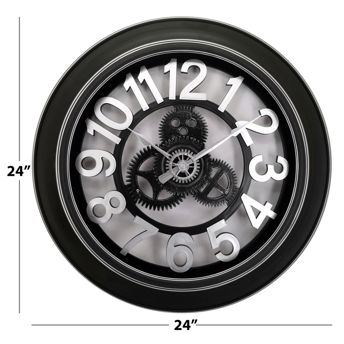 Westclox 24" Open Gears Wall Clock – Black with Silver Accents