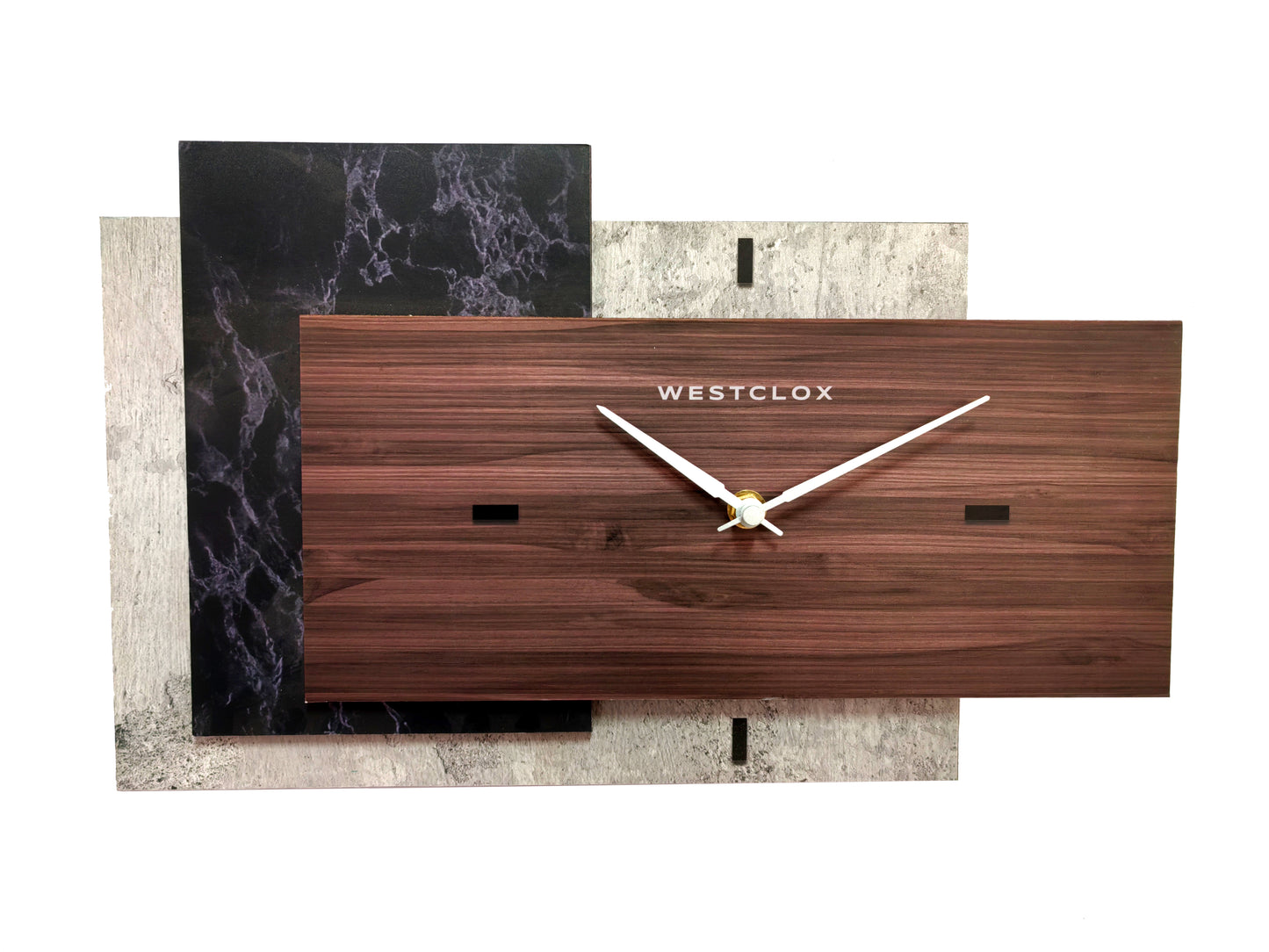Westclox 15" x 9" Faux Cement, Marble & Woodgrain Wall Clock