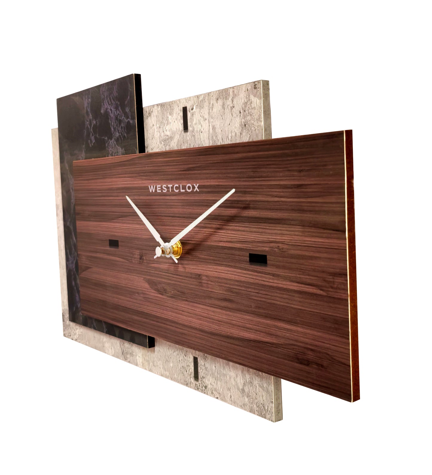 Westclox 15" x 9" Faux Cement, Marble & Woodgrain Wall Clock