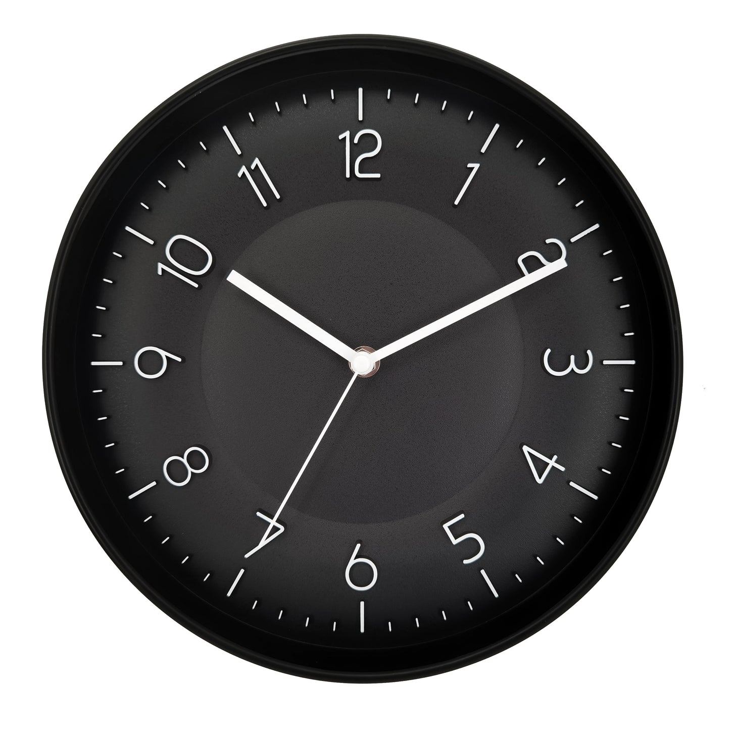 Westclox 10.75" Black & White Embossed Dial Wall Clock – Raised White Numbers, Satin Black Slim Frame