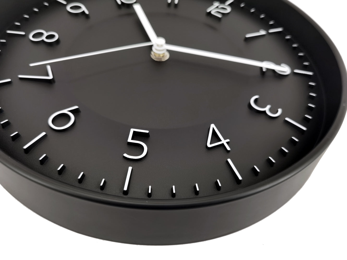 Westclox 10.75" Black & White Embossed Dial Wall Clock – Raised White Numbers, Satin Black Slim Frame