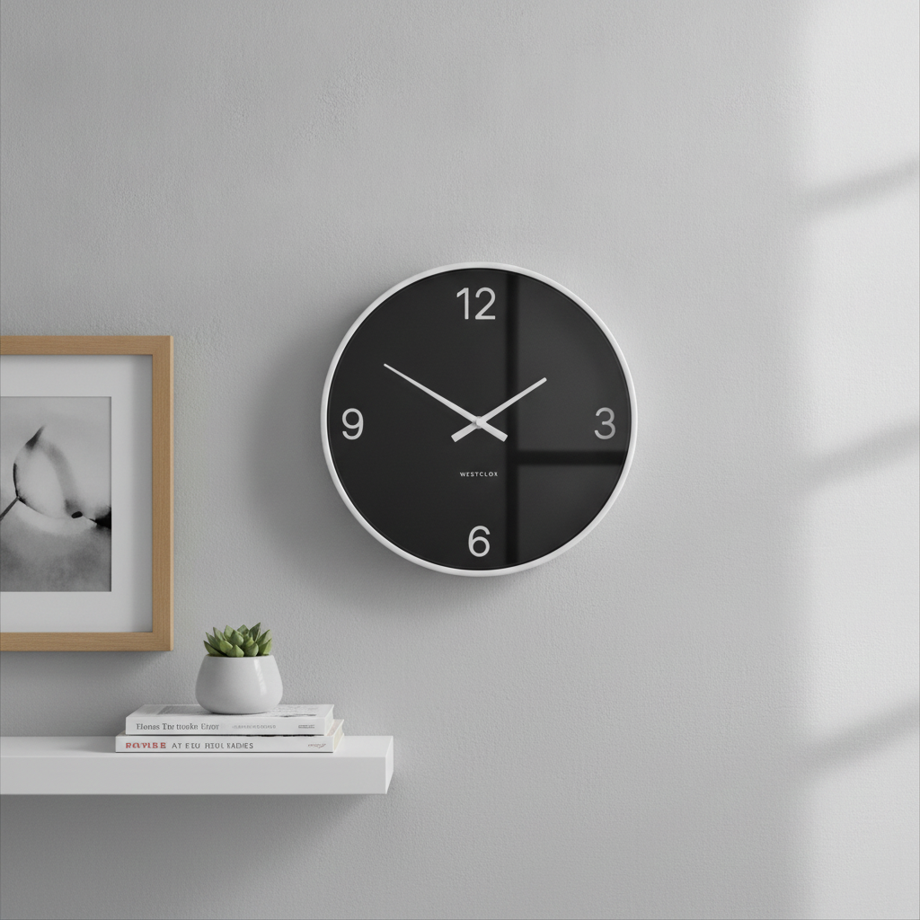 Westclox 12" Contemporary Black & White Wall Clock – Minimalist Dial