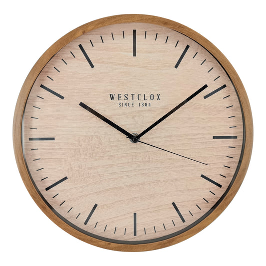 Westclox 12" Two Tone Woodgrain Wall Clock – Natural Woodgrain Analog Wall Clock