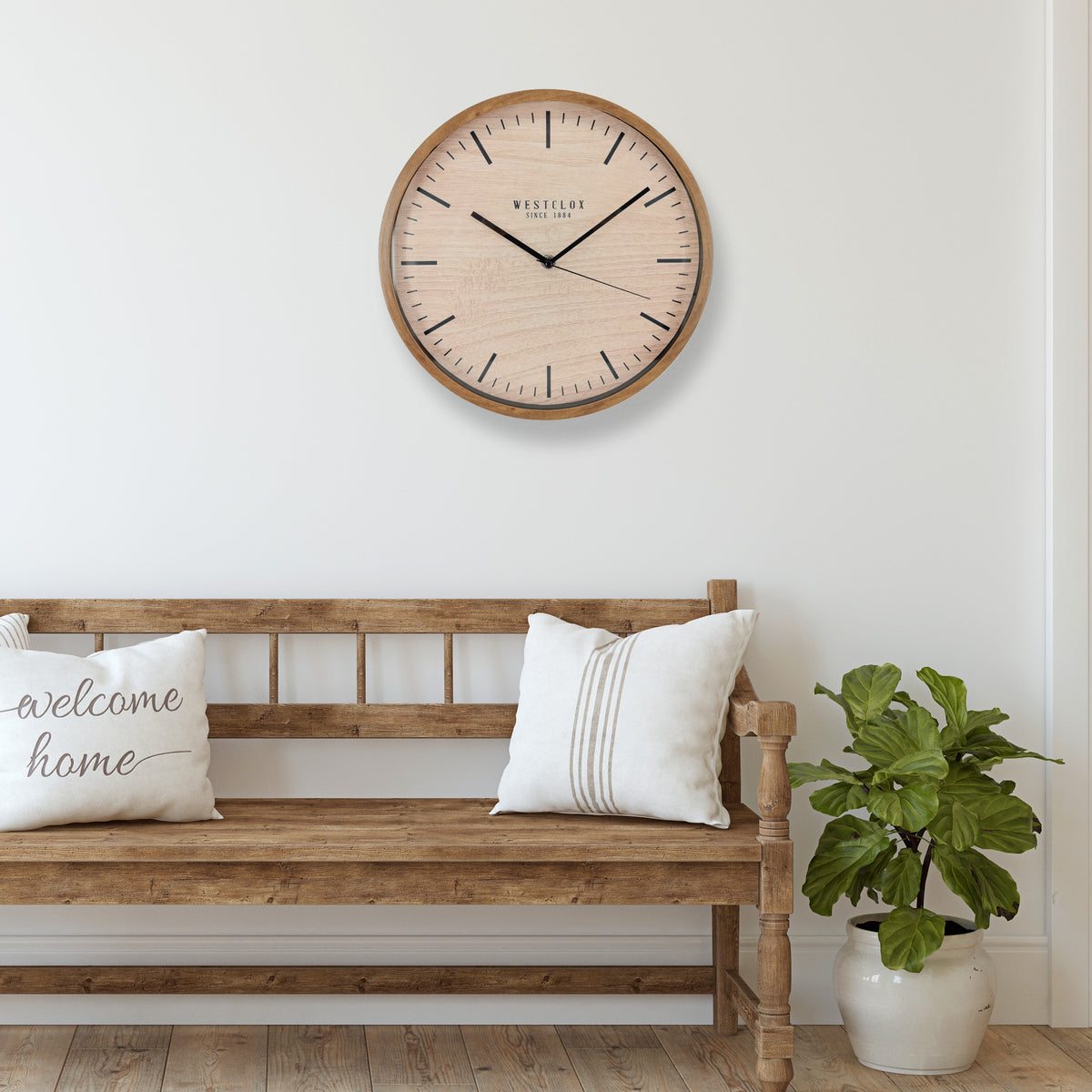 Westclox 12" Two Tone Woodgrain Wall Clock – Natural Woodgrain Analog Wall Clock