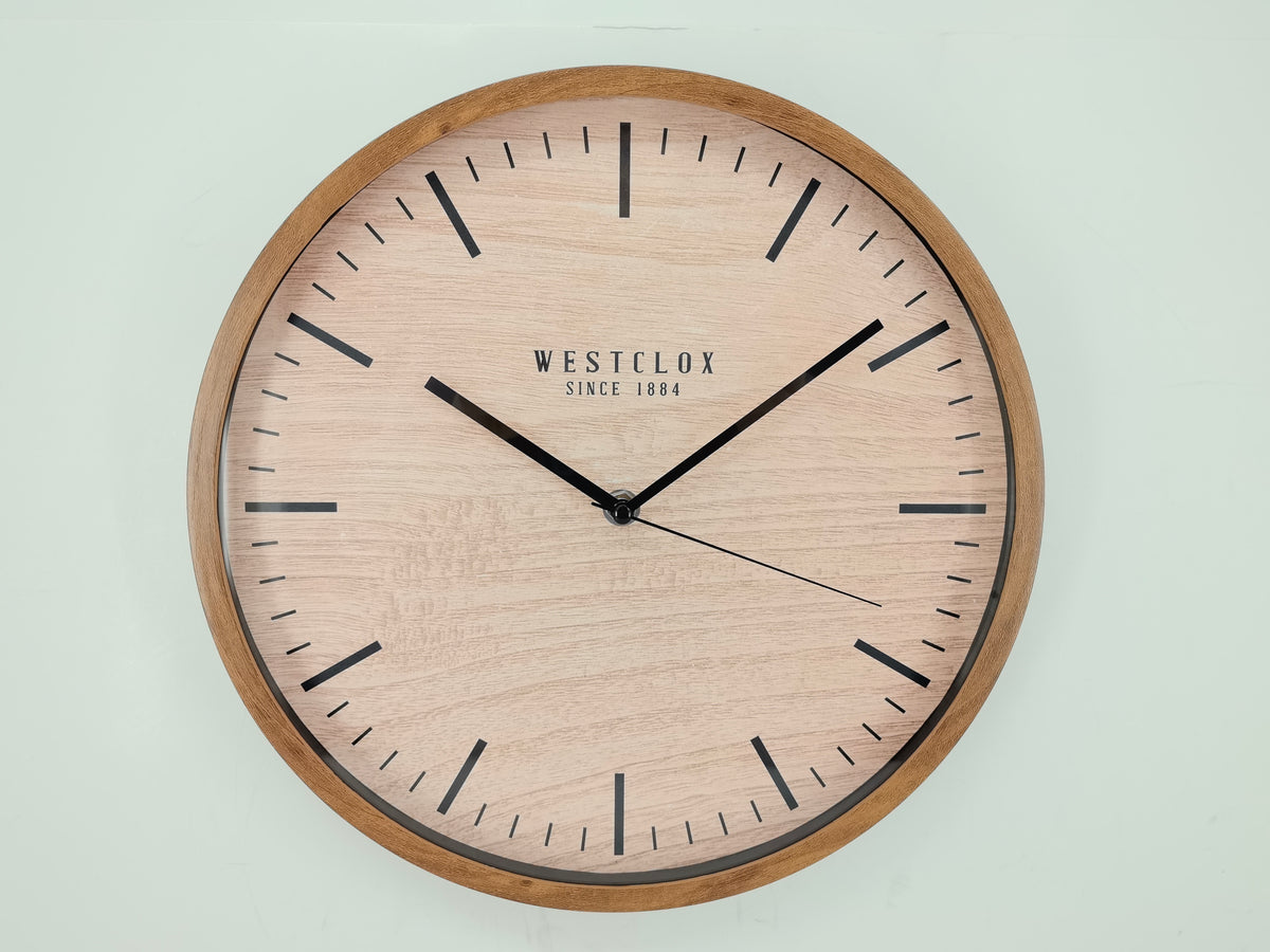 Westclox 12" Two Tone Woodgrain Wall Clock – Natural Woodgrain Analog Wall Clock