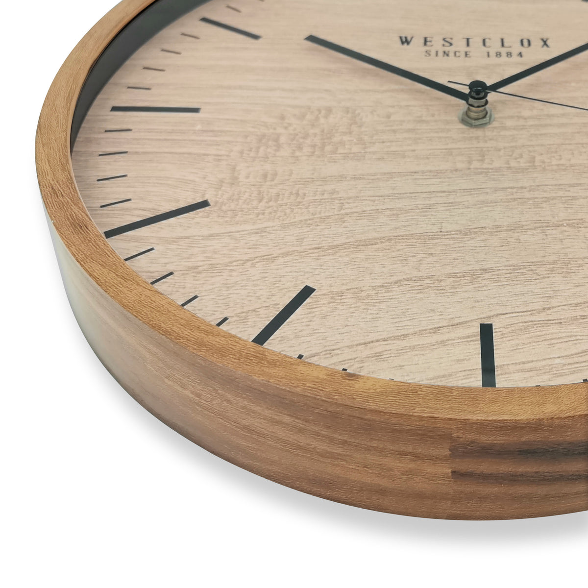 Westclox 12" Two Tone Woodgrain Wall Clock – Natural Woodgrain Analog Wall Clock