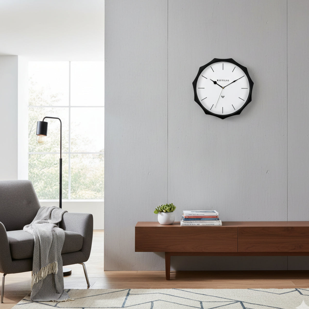 Westclox 12" Scallop Silent Sweep Black Wall Clock – Contemporary Non Ticking Wall Clock