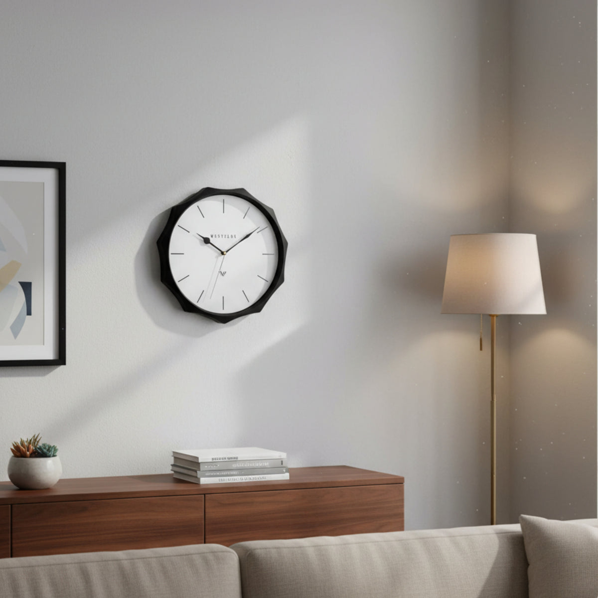 Westclox 12" Scallop Silent Sweep Black Wall Clock – Contemporary Non Ticking Wall Clock