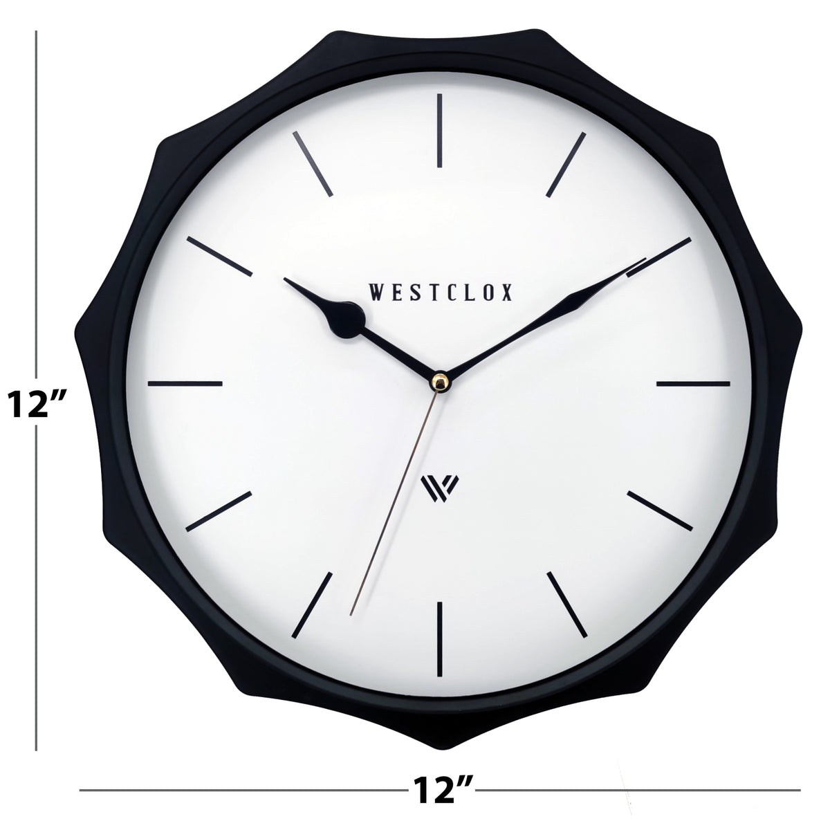 Westclox 12" Scallop Silent Sweep Black Wall Clock – Contemporary Non Ticking Wall Clock