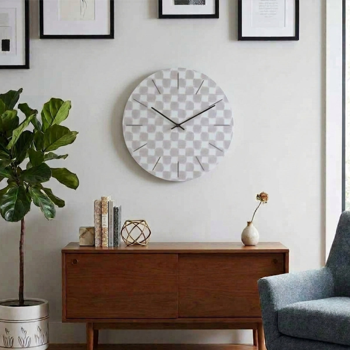 Westclox 15.5" Wall Clock – Light Gray Checkered Dial Analog Wall Clock