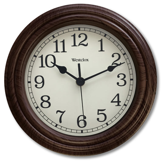 Westclox 10" Traditional Woodgrain Wall Clock – Classic Wood Look