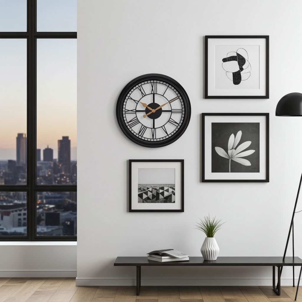 Westclox 18.5" Open Dial Wall Clock, Roman Numerals, Black/Gold Frame, Metal Hands, Glass Lens