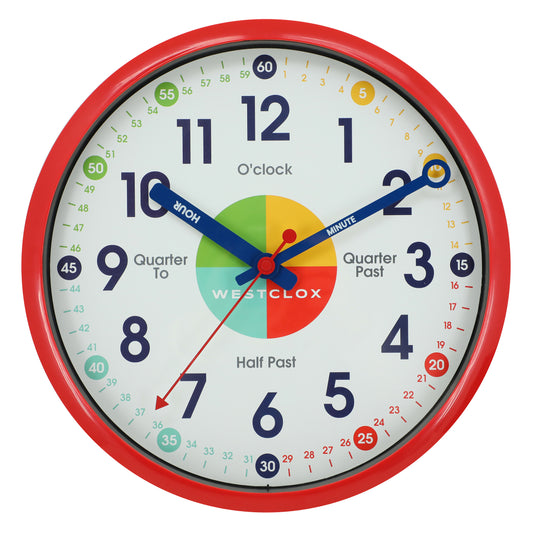 Westclox Red Time Teacher 12" Wall Clock