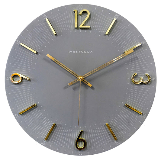 Westclox Gray 16" Wall Clock with Gold Raised Numbers
