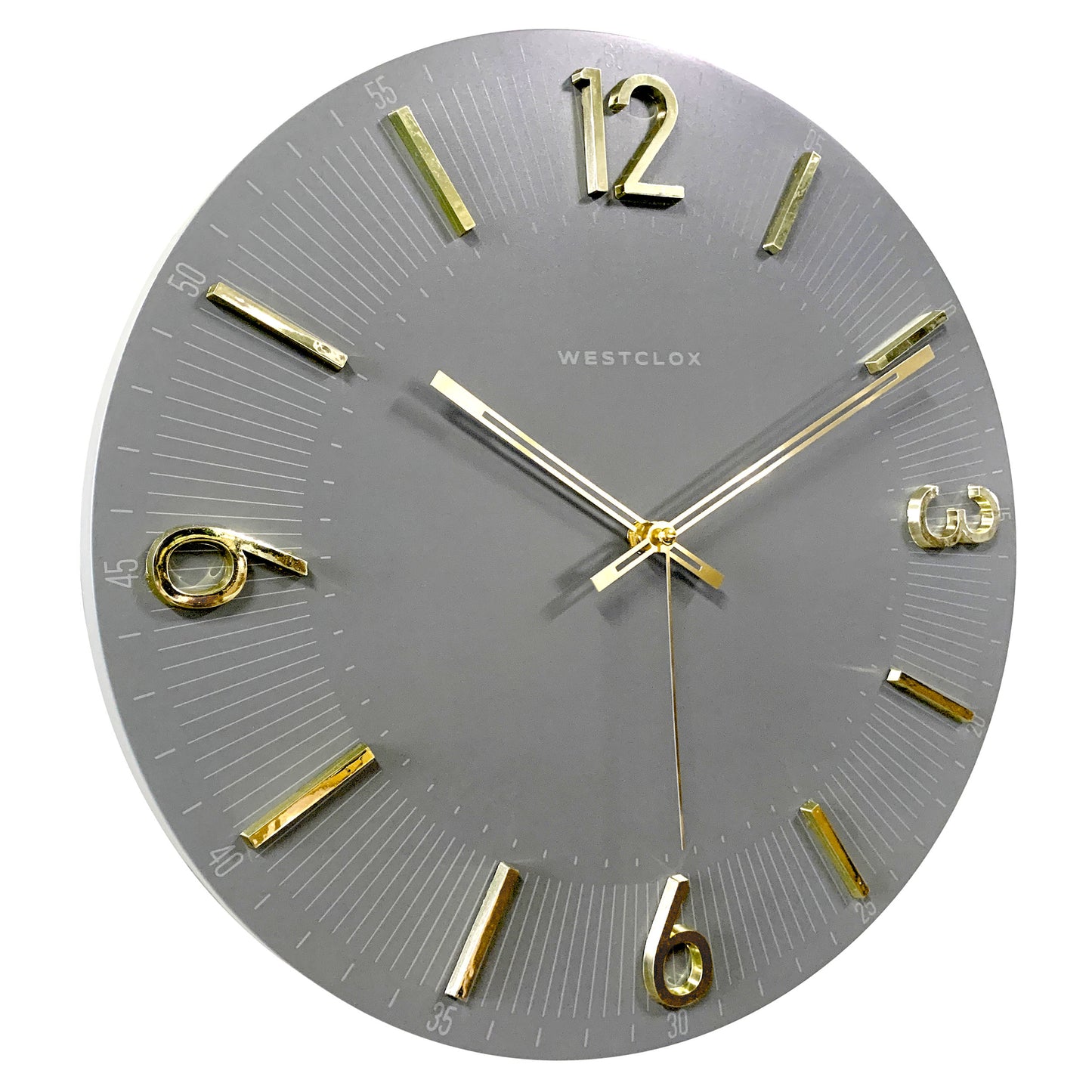 Westclox Gray 16" Wall Clock with Gold Raised Numbers