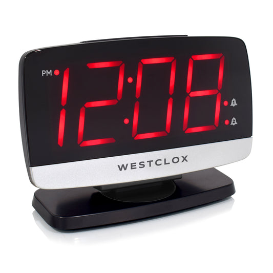 Westclox 1.8" Tilt & Swivel LED Alarm Clock with USB Charging