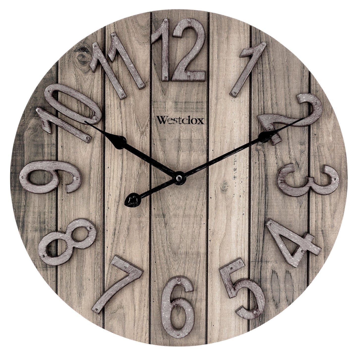 Westclox 15.5" Farmhouse Woodgrain Wall Clock with Galvanized Raised Numbers