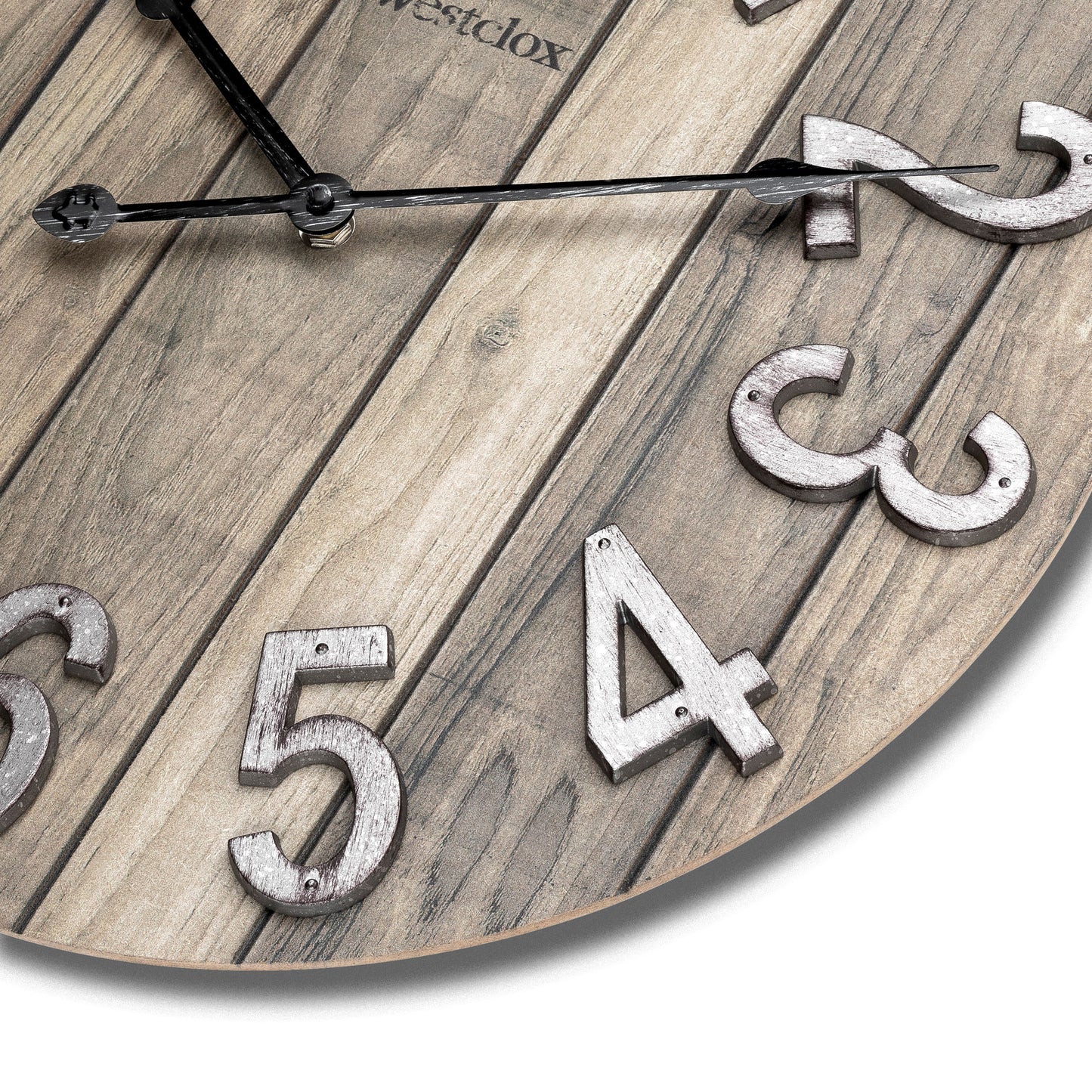 Westclox 15.5" Farmhouse Woodgrain Wall Clock with Galvanized Raised Numbers