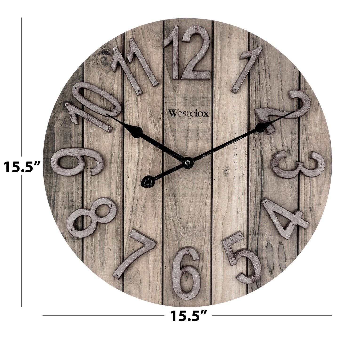 Westclox 15.5" Farmhouse Woodgrain Wall Clock with Galvanized Raised Numbers