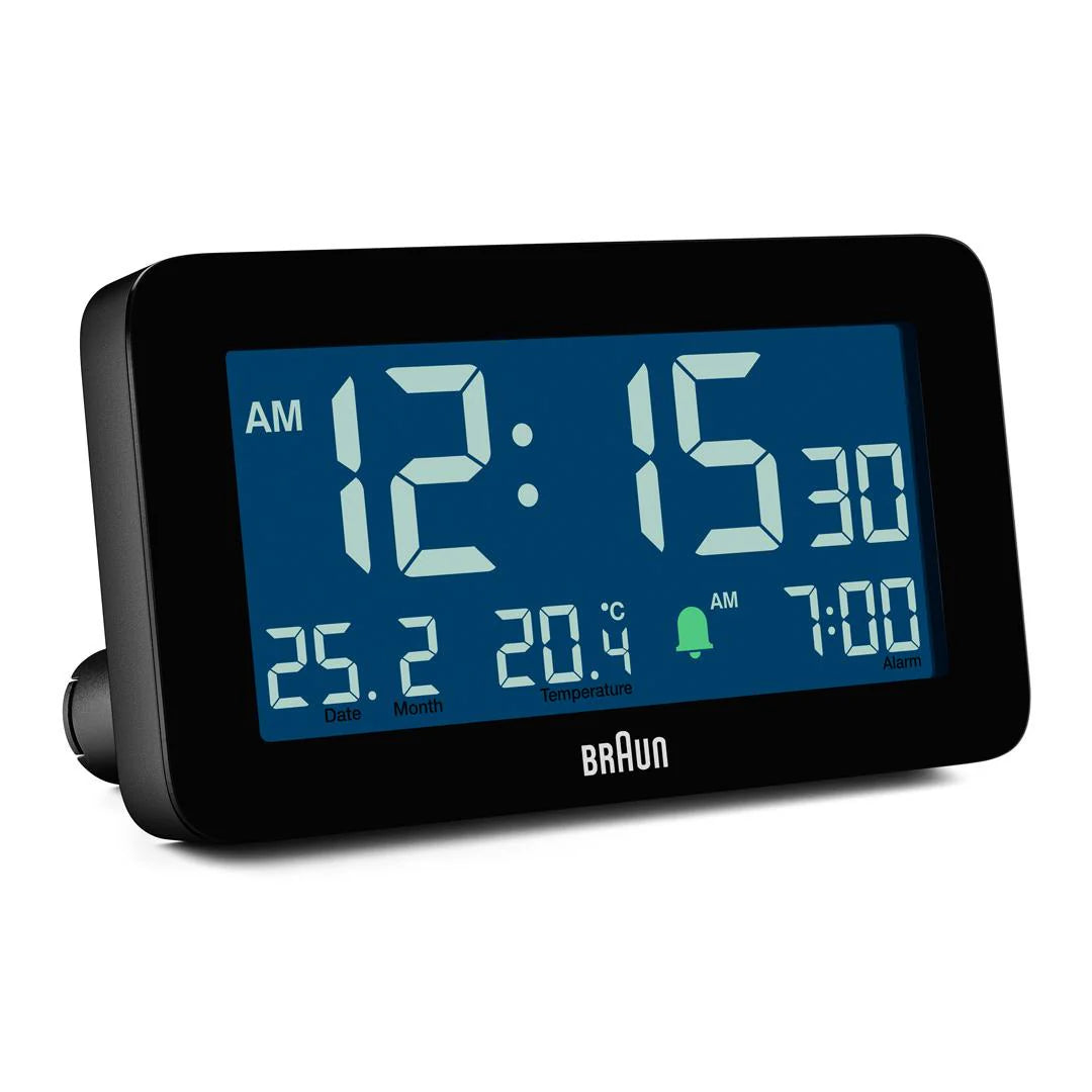 Braun BC10 Digital Alarm Clock – Auto Backlight & Temperature Display (Black)