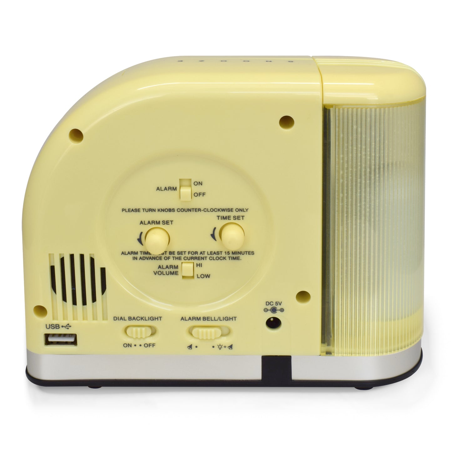 Big Ben Classic Moonbeam Retro Alarm Clock, Light & Bell Alarm, USB Charging, Yellow