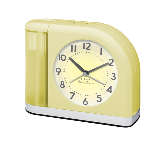 Big Ben Classic Moonbeam Retro Alarm Clock, Light & Bell Alarm, USB Charging, Yellow