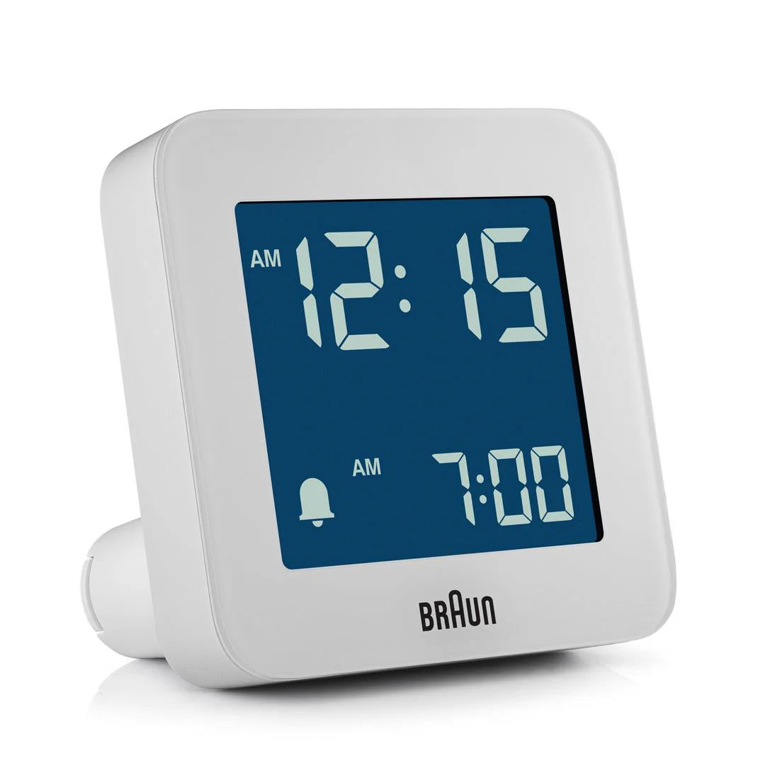 Braun BC09 Digital Alarm Clock – Reverse LCD & Crescendo Alarm (White)