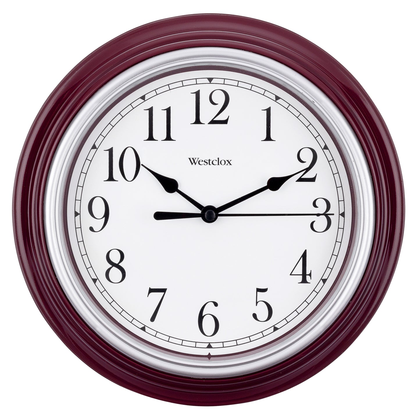 Westclox 8.5" Round Wall Clock Burgundy 46983