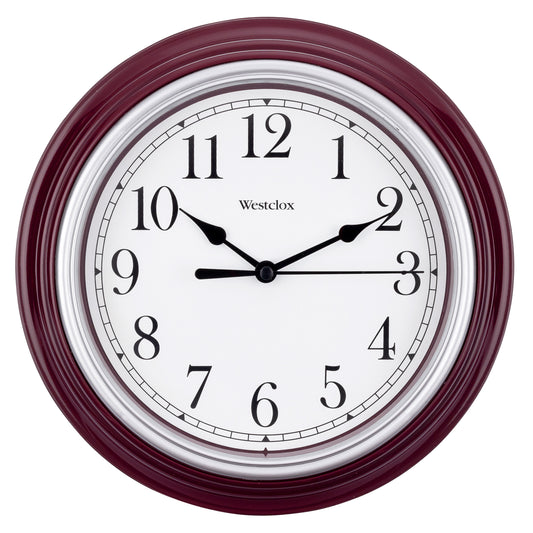 Westclox 8.5" Round Wall Clock Burgundy 46983