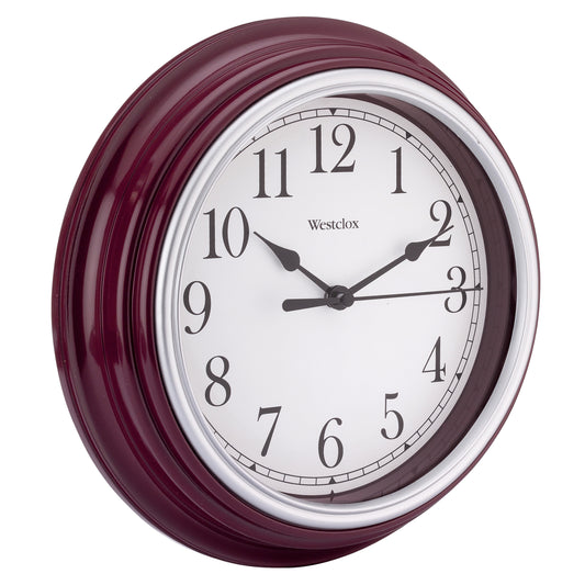 Westclox 8.5" Round Wall Clock Burgundy 46983
