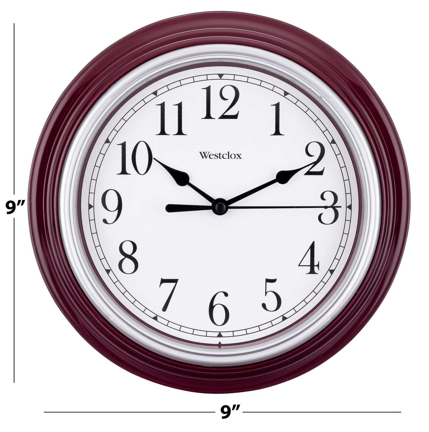 Westclox 8.5" Round Wall Clock Burgundy 46983