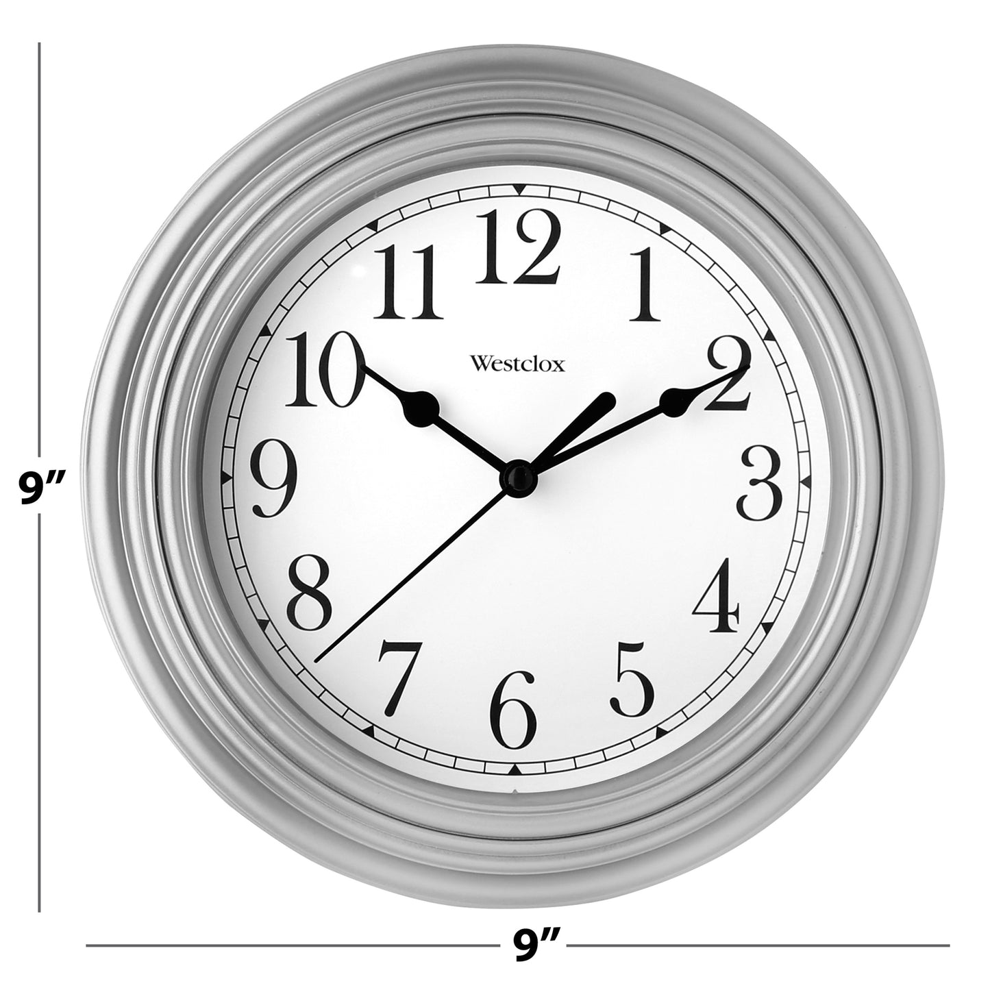 Westclox 9" Basic Silver Wall Clock – Easy-to-Read Dial