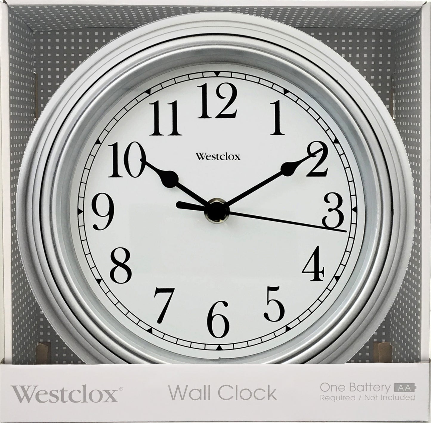 Westclox 9" Basic Wall Clock, Large Dial, Silver Bezel, Metal Hands, Glass Lens, Silver