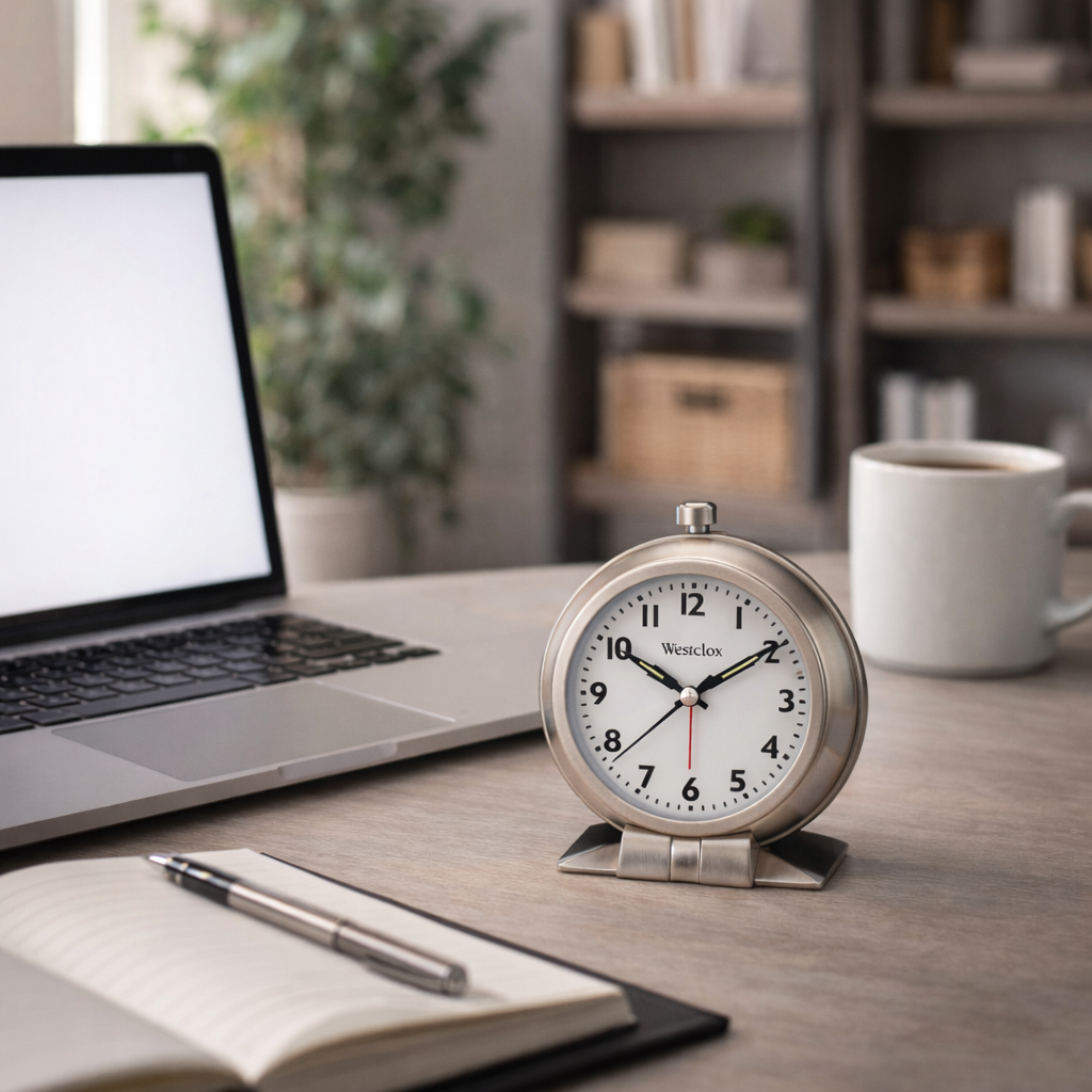 Westclox Metal Alarm Clock, Loud Alarm, Nickel Finish, Dome Glass Lens