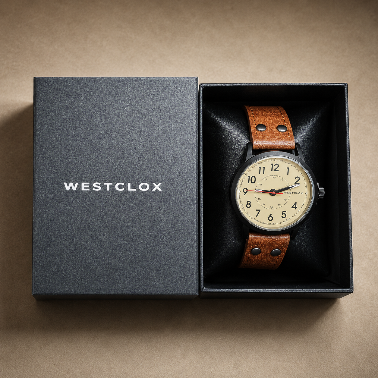 Westclox 51006 Classic Analog Watch – Black Case with Brown Strap