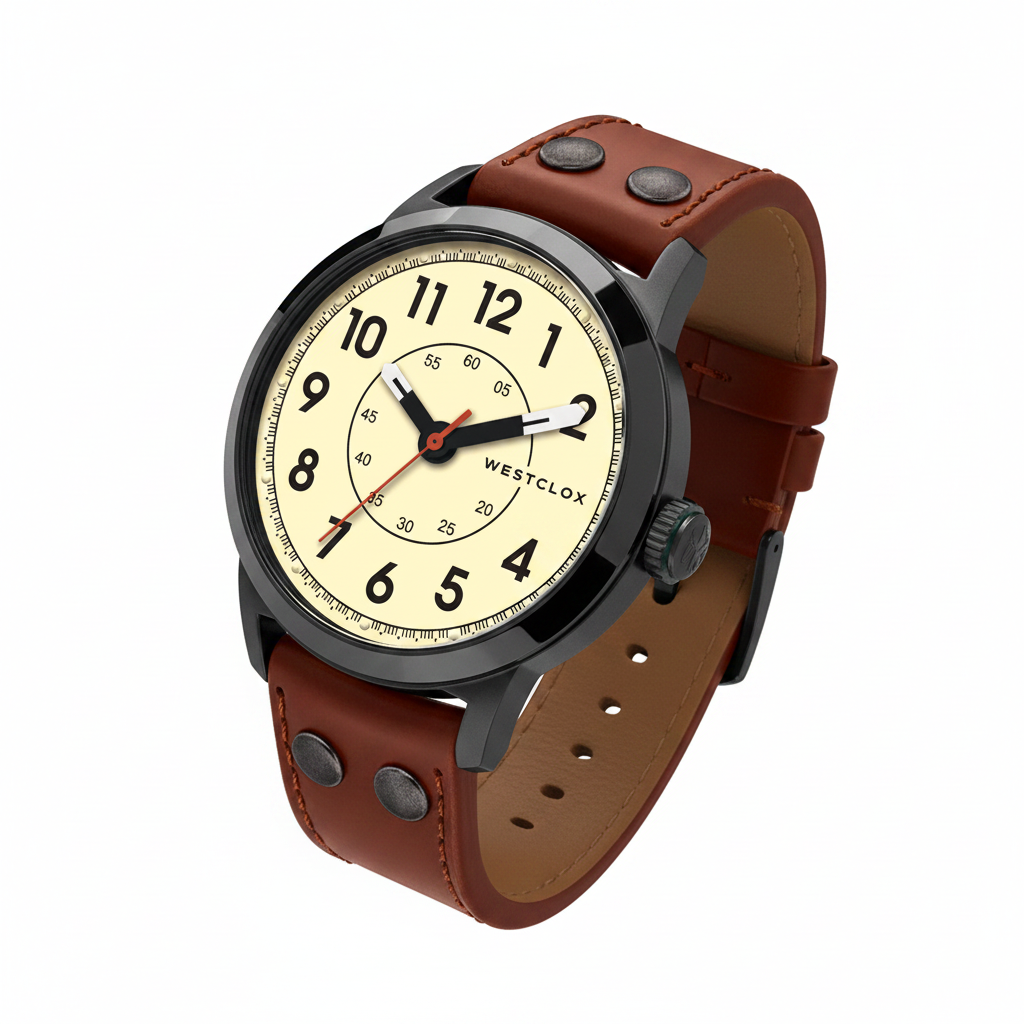 Westclox 51006 Classic Analog Watch – Black Case with Brown Strap