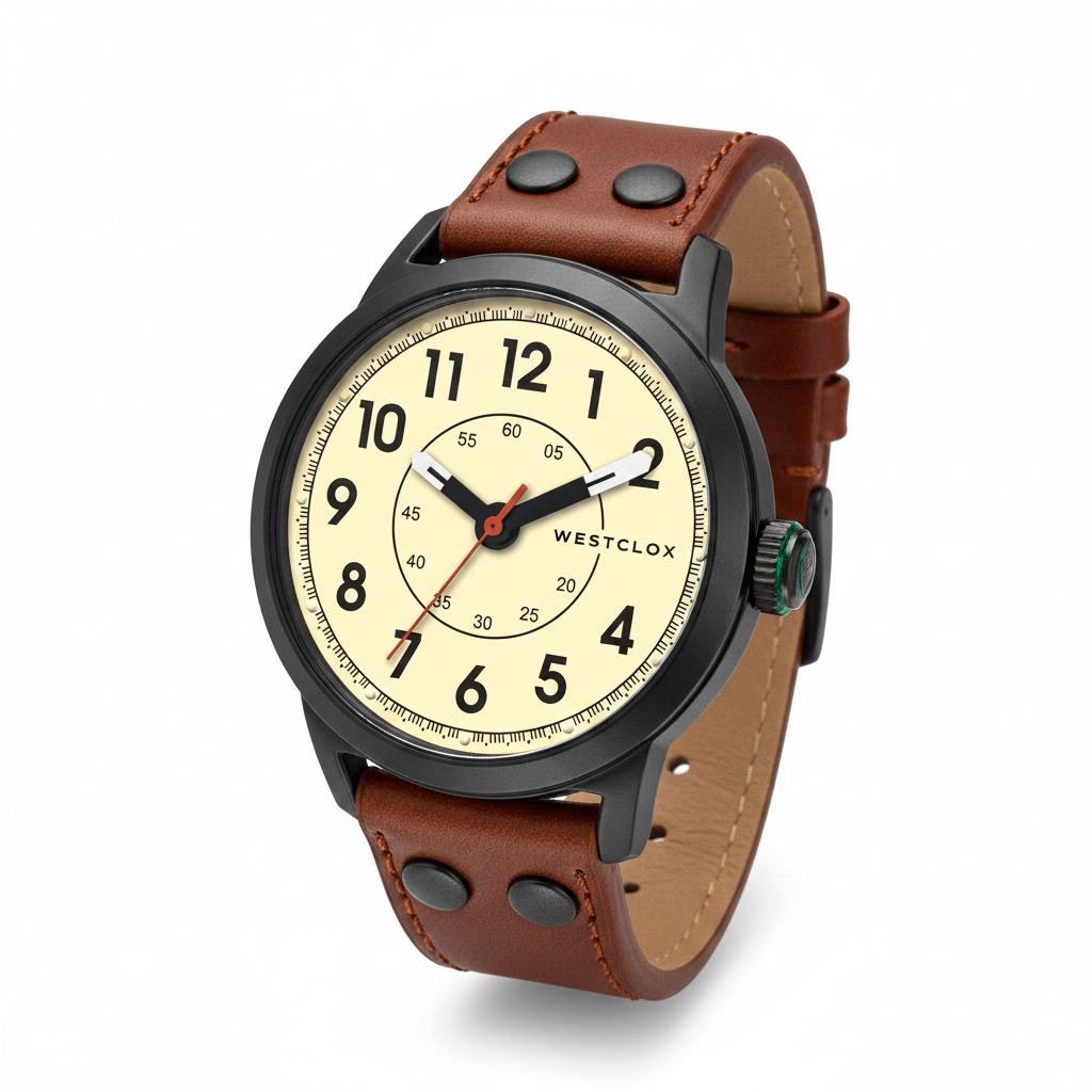 Westclox 51006 Classic Analog Watch – Black Case with Brown Strap