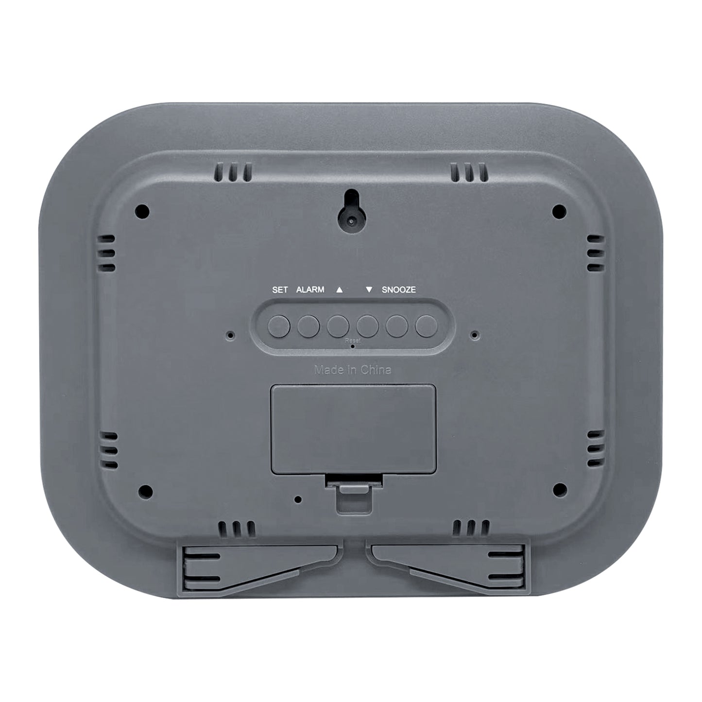 LCD Square Alarm Wall Clock, Silver